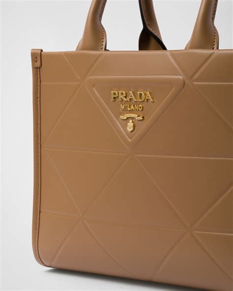 mini prada symbole leather bag with stitching|Prada.